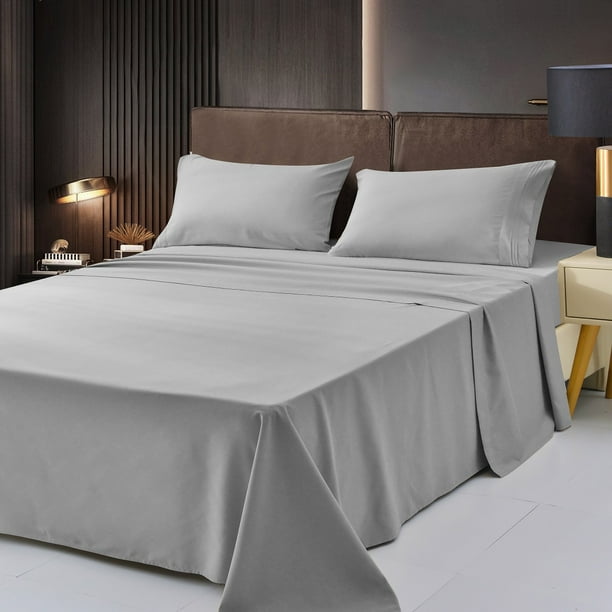 Details about  / Soft Comfortable Light Gray Fitted Sheet Mattress Protective Cover For Home H US